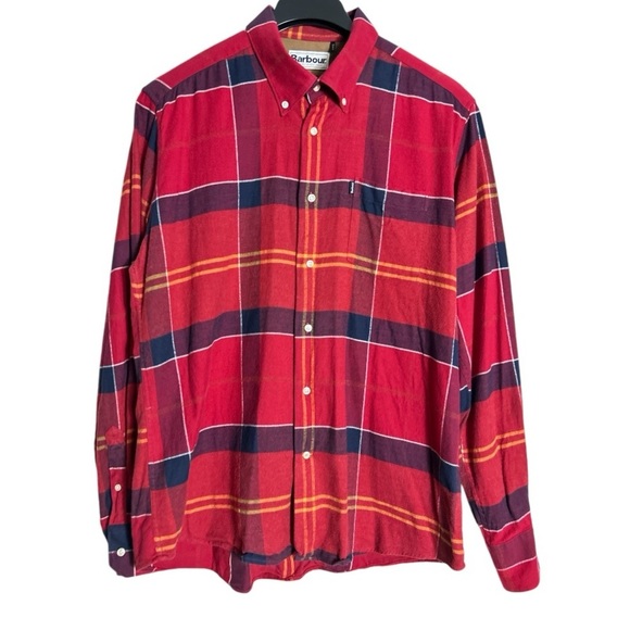 Barbour John (TR) Button Down Plaid Shirt Tailored Fit Size L - Picture 1 of 13
